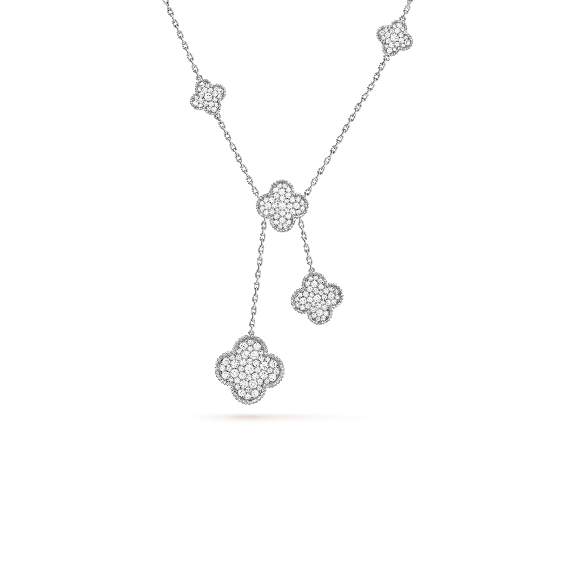 VAN CLEEF ARPELS MAGIC ALHAMBRA NECKLACE, 6 MOTIFS - WHITE GOLD, DIAMOND  VCARN9MP00